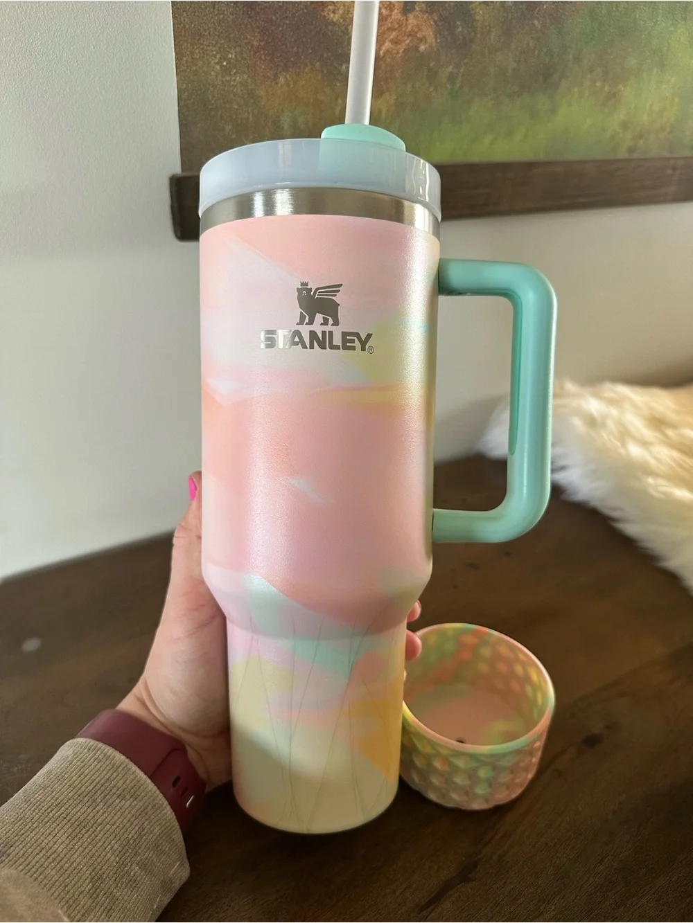 Stanley- Warm Serene Brushstrokes 40oz with matching waffle boot - Picture 6 of 7
